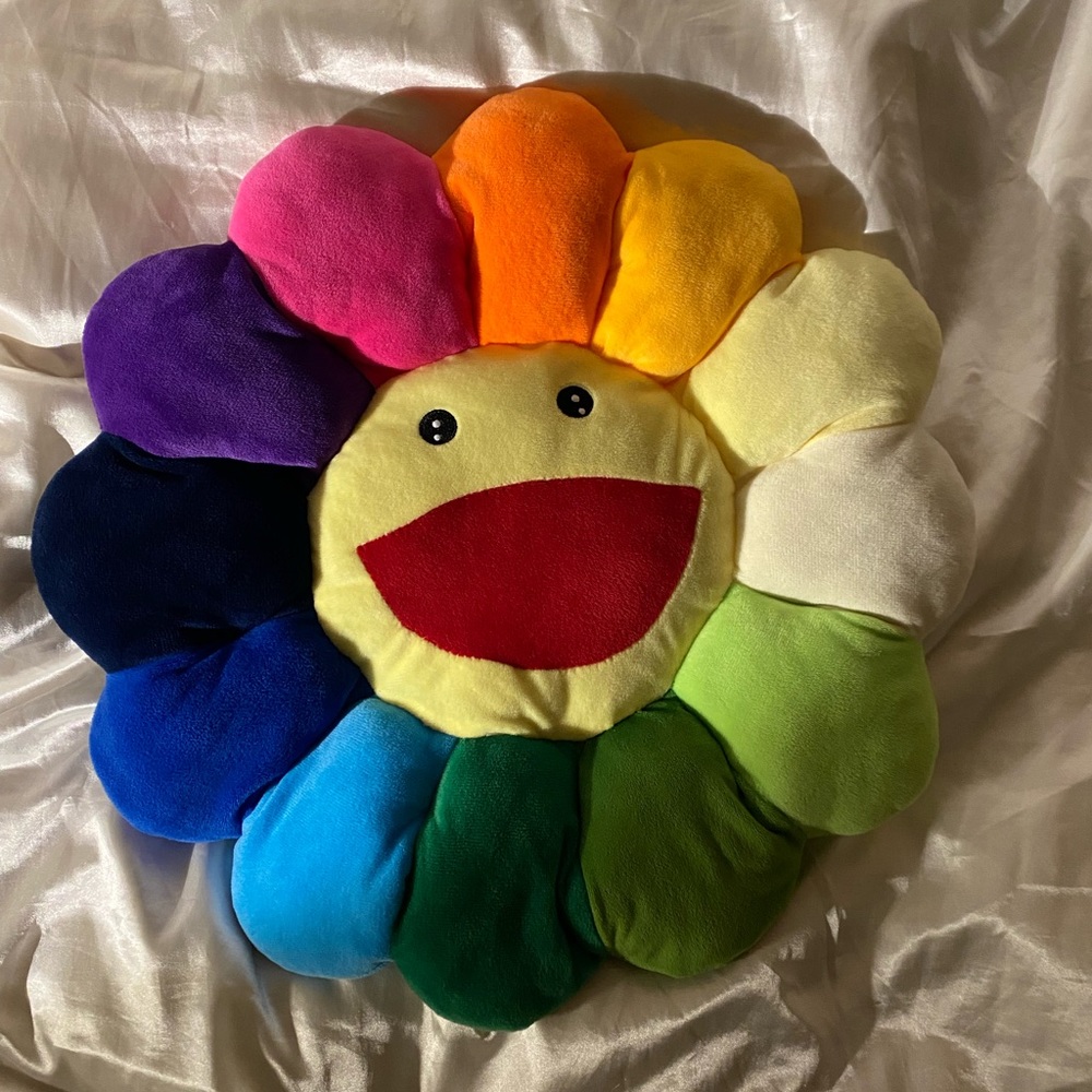 Murakami Rainbow Pillow 2 Sided Rainbow Flower Pillow